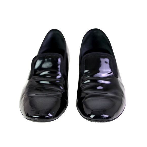 CELINE PATENT BLACK GENUINE LEATHER LOW HEEL ROUND TOE SLIP ON LOAFER SHOES 38 - Picture 2 of 10